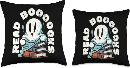 Vista 3 de Book Reading Ghost Read Boooooks Boo Bookworm Halloween Throw Pillow