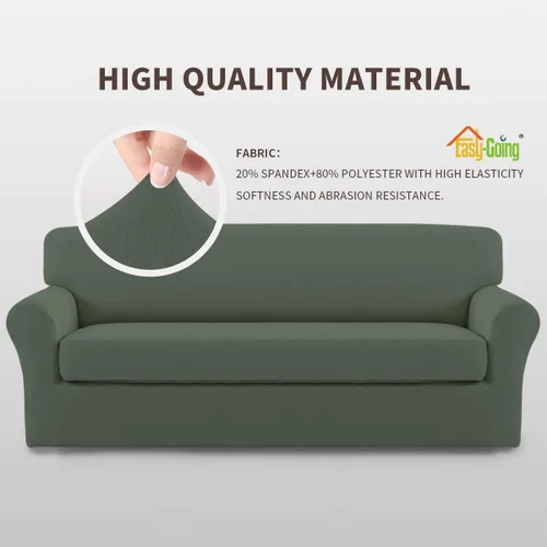 Vista 3 de Easy-Going Funda de Sofá Elástica de Microfibra de 2 Piezas – Cubierta de Sofá Suave Ajustada de Spandex, Protector de Muebles Lavable con Parte