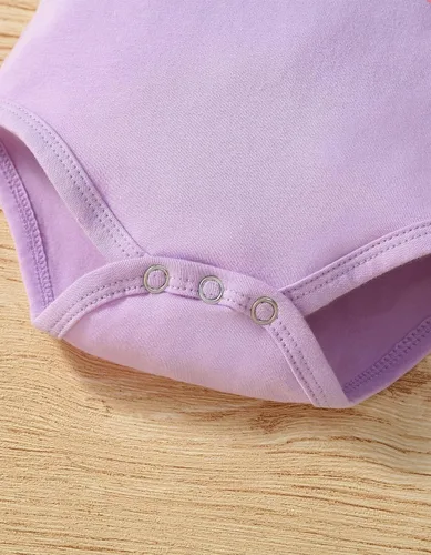 Vista 3 de Fullfamous Conjunto de mameluco y pantalón de manga larga con volantes de 3 piezas para bebé niña