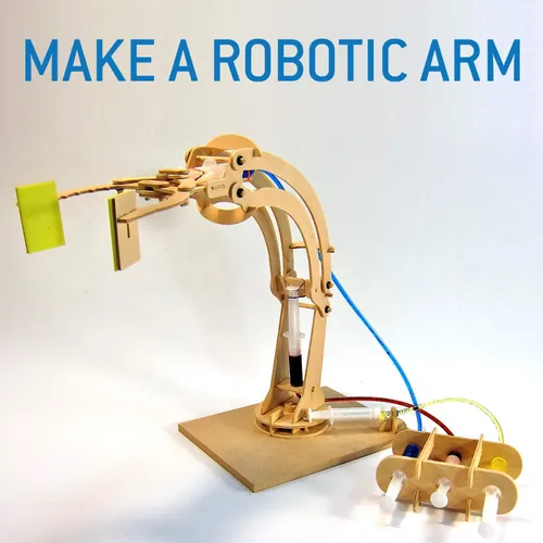 Vista 3 de Haz un kit de brazo robótico de madera que funcione Aprende sobre la dinámica de fluidos Hechos e instrucciones fáciles incluidos Kit