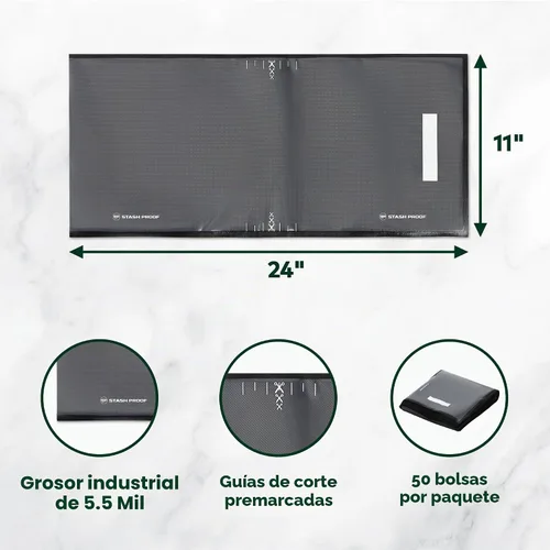 Vista 2 de Bolsas de alimentos selladas al vacío de 11 x 24 pulgadas, 50 unidades, 5.5
