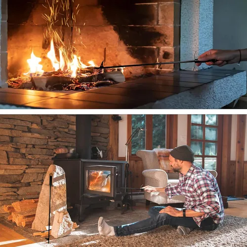 Vista 7 de SIMOND STORE Poker para hogueras de 36 pulgadas, resistente con recubrimiento en polvo resistente a la corrosión, póquer para chimenea