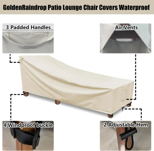 Vista 3 de Fundas para sillas de salón impermeables para exteriores, 1 paquete, poliéster 600D resistente a la intemperie, a los rayos UV y al desgarro, fundas