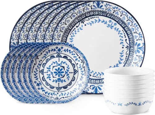 Vista 11 de Corelle Terracotta Dreams - Juego de vajilla para 6 platos llanos de 18 piezas, platos de aperitivo y cuencos de 18 onzas, apto para lavavajillas
