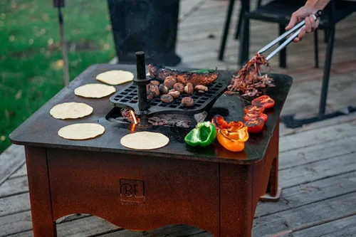 Vista 12 de Black Earth Teppan XL - Parrilla de leña - Rejilla de acero al carbono y superficie plana Teppanyaki - Parrilla de 1200 pulgadas cuadradas +