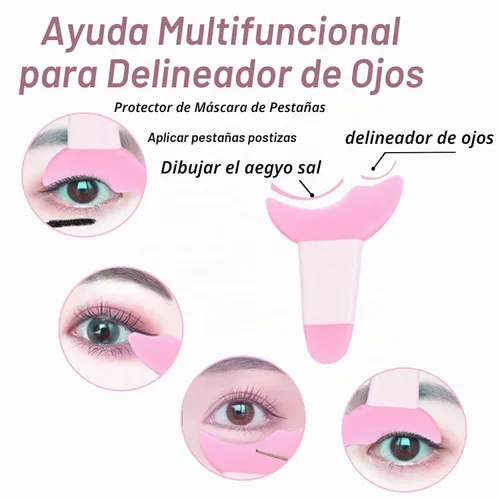 Vista 2 de 3 plantillas de delineador de ojos, protector de rímel, herramienta aplicadora de delineador de ojos de silicona, herramienta de maquillaje
