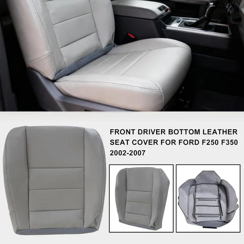 Vista 8 de Fundas de asiento inferiores del lado del conductor de cuero de microfibra gris aptas para F250 F350 F450 F550 Super Duty, Lariat XL, FX4 y XLT
