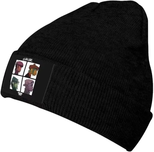 Vista 2 de Gorillaz Gorro de punto con estampado para hombres y mujeres, gorro de punto cálido, para exteriores e invierno