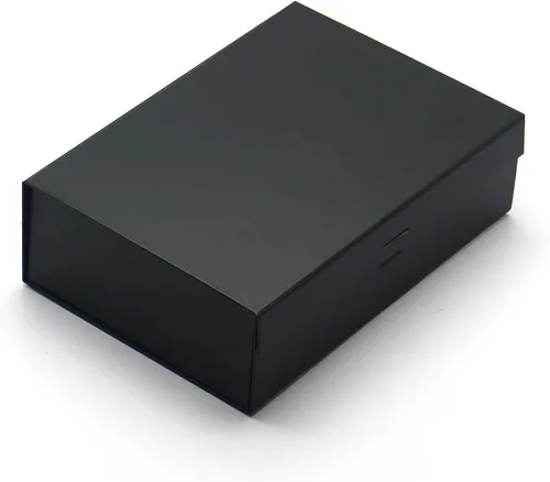Vista 8 de AVUX Caja de regalo protectora de esquina de 10.5 pulgadas con tapa de lazo y cinta, una caja de regalo vacía de color negro para Navidad, día