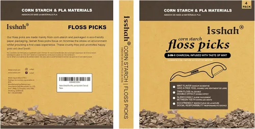 Vista 7 de Isshah - Palillos de hilo dental natural, 200 unidades, aprobados por PETA, sin BPA, veganos, sostenibles, respetuosos con el medio ambiente, hilo