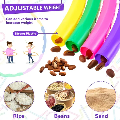 Vista 3 de Silipull El juego de 8 piezas de aro de juguete y cuerda de saltar para niños incluye 4 cuerdas de saltar y 4 aros desmontables