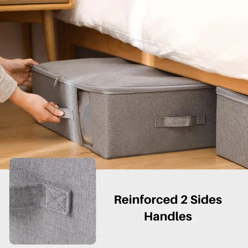 Vista 5 de Almacenamiento debajo de la cama con ventana transparente/tela resistente 600D, bolsas de almacenamiento debajo de la cama para ropa, ropa, manta