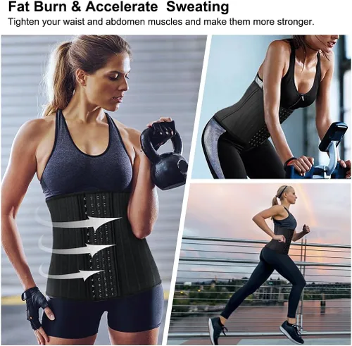 Vista 6 de Entrenador de cintura para mujer, corsé de látex para debajo del busto, faja deportiva con huesos de acero