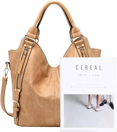 Vista 3 de Bolso tote para mujer, carteras de cuero PU, bolsos de hombro hobo de moda con correa de hombro ajustable