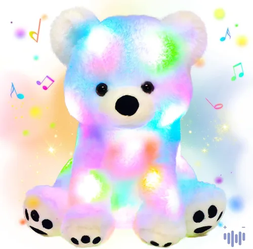 Vista 16 de Hopearl Pato de peluche LED que se ilumina, patito relleno de animal de granja flexible, luces nocturnas que brillan en la oscuridad, regalos