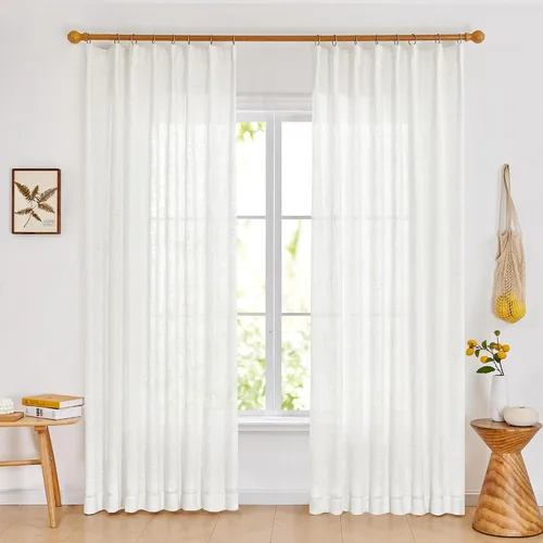 Vista 44 de Deconovo Cortinas traslúcidas filtrantes de luz de 96 in de largo para sala Beige/Flor de vid/Ojal