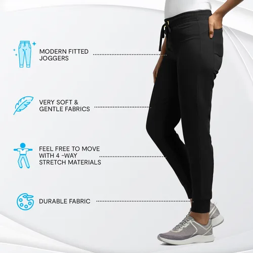 Vista 4 de Olive & Co. Pantalones médicos para mujer - Negro