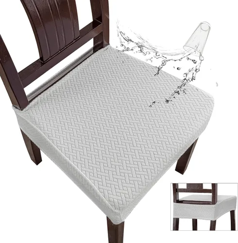 Vista 13 de Genina Fundas de asiento impermeables para sillas de comedor (2 unidades, con abertura trasera, beige)