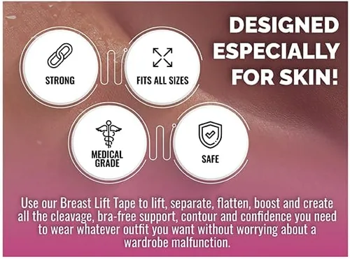 Vista 3 de Cinta adhesiva de levantamiento de senos de 4 pulgadas para senos grandes, grandes y pesados, alternativa de brasier sin tirantes sin tirantes sin