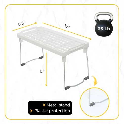 Vista 2 de Organizador de plástico para gabinete de cocina, estante apilable para congelador, organizador de caja de armario, estante elevador de estante