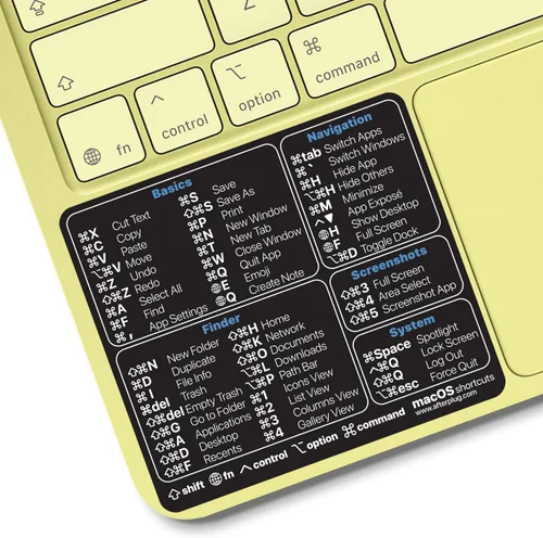 Vista 9 de Pegatina de accesos directos de Mac OS 2026, hoja de trucos de acceso directo de teclado, calcomanía de vinilo, sin residuos, para MacBook Air, Pro