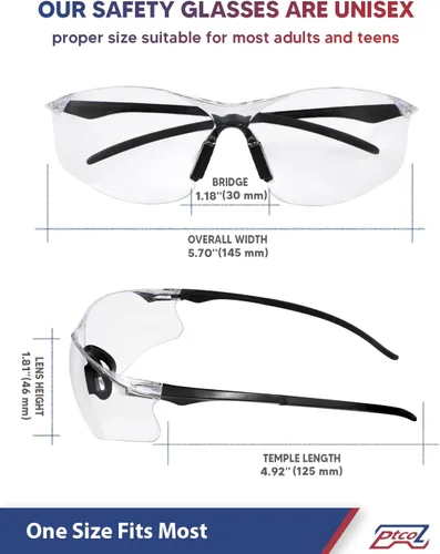 Vista 14 de Paquete de 3 lentes de seguridad tintados ámbar: lente de policarbonato antiarañazos con certificación ANSI Z87.1, protección UV para construcción