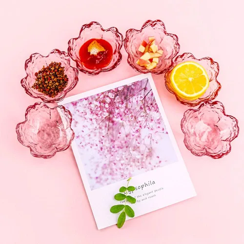 Vista 3 de 4 platos de cristal Sakura condimentos cuencos de inmersión platos de aperitivo, 3.4 pulgadas