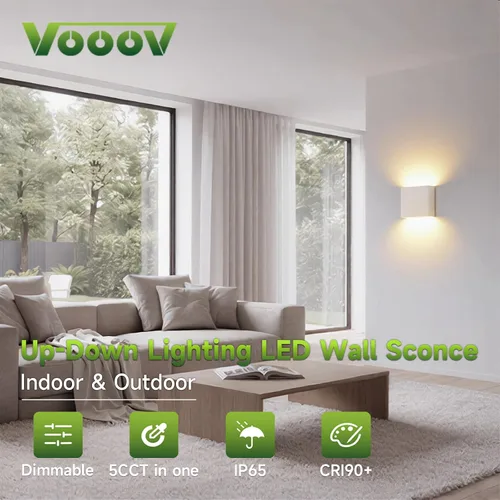 Vista 2 de Blanco arriba y abajo moderno de aluminio interior al aire libre LED