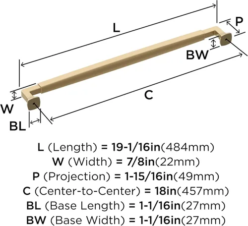 Vista 4 de Amerock BP54061CZ Tirador de electrodoméstico en bronce champán Manija de gabinete de 18 pulgadas (457 mm) de centro a centro Estatura