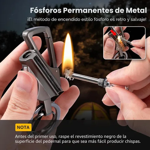 Vista 2 de YUSUD Paquete de 2 encendedores permanentes con llavero multiherramienta, abrebotellas, reutilizable, impermeable, Match Strike Anywhere, Forever