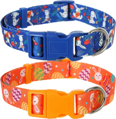Vista 9 de Collar de otoño para perros pequeños, paquete de 2 collares de perro de Acción de Gracias con patrón de arce y flores, ajustable y suave de llevar