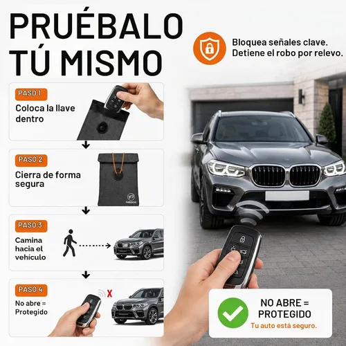 Vista 8 de FIREDOG Faraday Pouch for Car Keys and Smartphone, Key Signal Blocking Bag, Cell Phone Keyless Entry Fob Signal Blocking Bag Gris