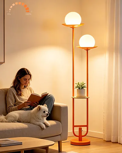 Vista 27 de Lámparas de Pie Regulables de Flores con Mesa, Lámpara de Pie Floral de 2 Luces, 3000K Blanco Cálido Estilo Candelabro Lámpara de Pie Moderna