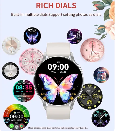 Vista 9 de Reloj inteligente para mujer, pantalla AMOLED Ultra-HD de 1.32 pulgadas, (responder/hacer llamadas) con asistente de voz NFC/AI, compatible