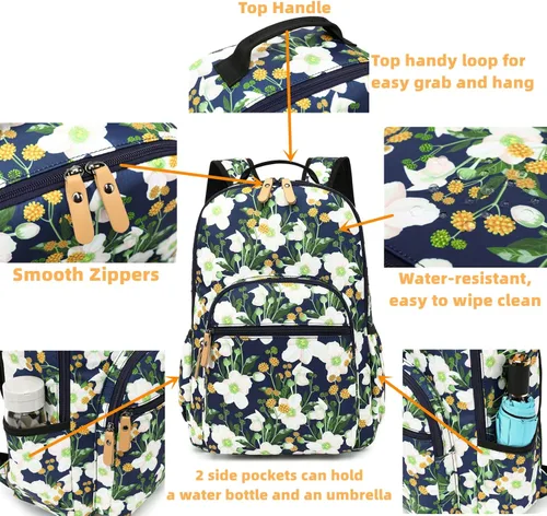 Vista 3 de Leaper - Mochila de viaje impermeable con diseño floral, bolso, bolso de viaje para niñas.