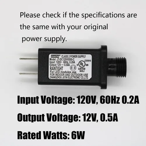 Vista 3 de Controlador de transformador LED de fuente de alimentación de 12 V, 6 W, clase 2, transformador de bajo voltaje, enchufe de EE. UU. para luz LED