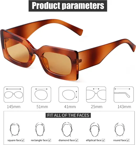 Vista 4 de GIFIORE Gafas de sol rectangulares retro de los años 90 para mujer, gafas gruesas de moda, marco negro y rosa