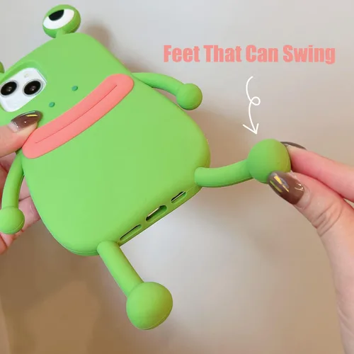 Vista 6 de Yatchen - Funda fea compatible con iPhone 6 Plus/7 Plus/8 Plus, carcasa de teléfono kawaii de dibujos animados en 3D, rana linda de silicona suave