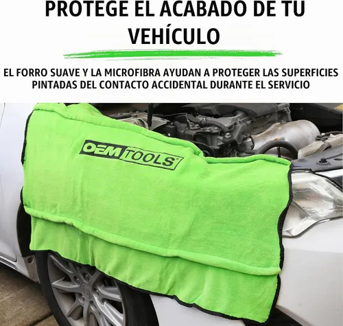 Vista 2 de OEMTOOLS 24899 Funda de guardabarros de forro polar suave, alfombrilla de trabajo verde, protector de guardabarros automotriz, cubierta acolchada