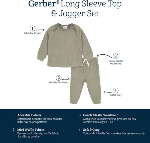 Vista 6 de Gerber Conjunto de camiseta de manga larga de 2 piezas para bebés y niños pequeños