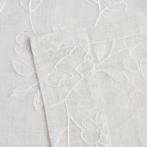 Vista 4 de Vision Home Cortinas con textura de lino transparente floral de 84 pulgadas, paneles de ventana bordadas con estampado de hojas para sala de estar