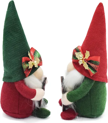 Vista 7 de Attiigny - Gnomos de Navidad de felpa con jengibre, gnomo navideño hecho a mano, sueco nórdico, rojo verde, figura de gnomo clásico, regalos de elfo