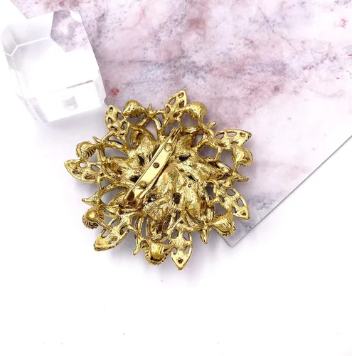 Vista 4 de LAXPICOL Broche de flores elegantes de cristal austriaco vintage para mujer