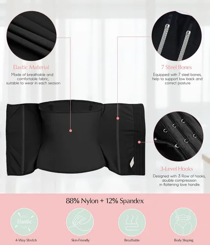 Vista 2 de MERYOSZ Entrenador de cintura para mujer, faja de control de abdomen, faja de compresión de malla, moldeador de cuerpo, corsé deportivo