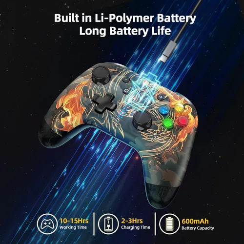 Vista 6 de EasySMX Switch Pro Controlador para Nintendo SwitchLiteOLEDPCiOSAndroid, controlador de interruptor inalámbrico con 4 botones programablesdoble
