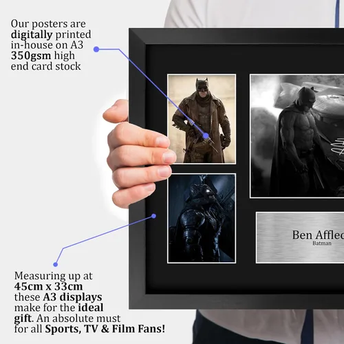 Vista 3 de HWC Trading Ben Affleck Batman v Superman Gifts Impreso Firmado Autógrafo para fans de recuerdos de películas, 16 x 12 pulgadas enmarcado