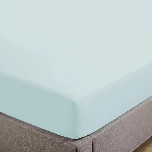Vista 32 de Feather & Stitch - Sábana bajera ajustable de 100 % algodón, tejido satén de damasco, transpirable a rayas, sábana elástica para colchón de 18 Aqua