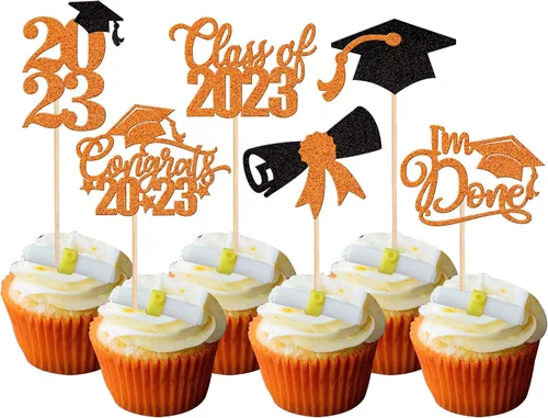 Vista 48 de 30 piezas de decoración para cupcakes de graduación para la clase de 2026 con purpurina brillante para el futuro diploma hecho 2026 Felicidades