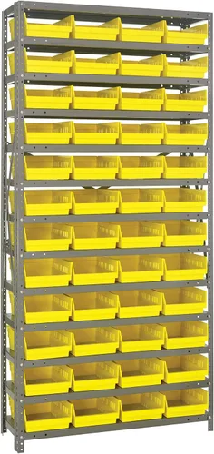 Vista 448 de Quantum QSBU-245BK Heavy Duty Shelving Unit with (7) Shelves and (24) QUS245 Black Bins for Garage Warehouse Storage Distribution 400 lb Load