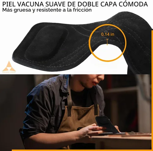Vista 2 de Correa de muñeca de levantamiento de pesas con cuero de doble capa, neopreno acolchado para levantamiento de pesas para levantamiento de pesas